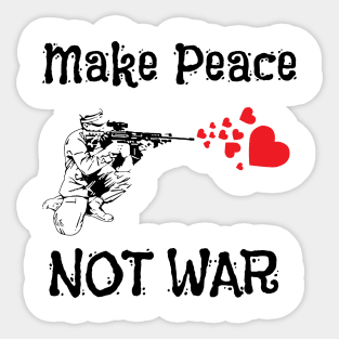 Cute Make Peace Not War Soldier Shooting Hearts Sticker